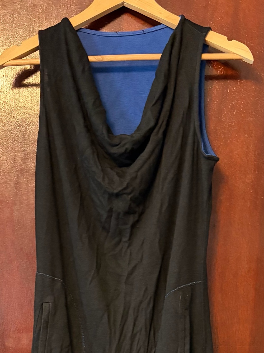 Zara Black Sleeveless Cowl Neck Dress with pockets